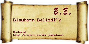 Blauhorn Belizár névjegykártya